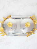 Ensemble plateau et pots silver/gold