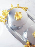 Ensemble plateau et pots silver/gold