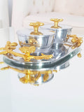 Ensemble plateau et pots silver/gold