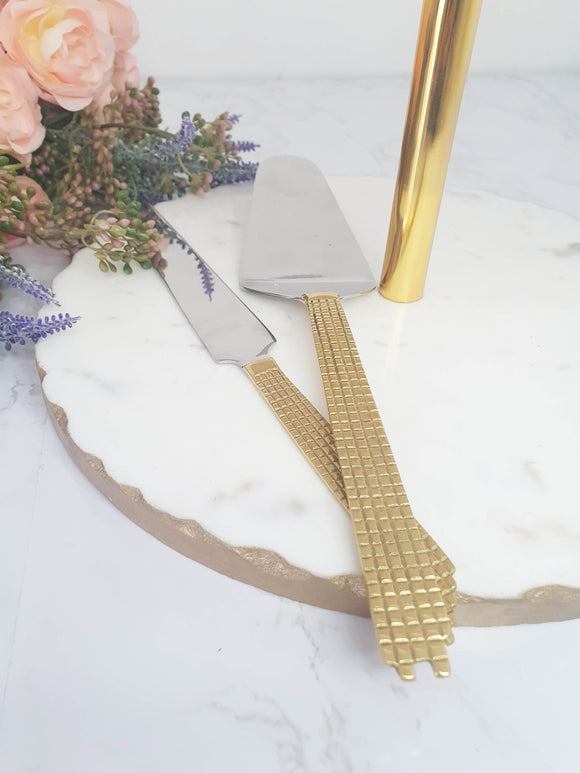 Set couteau et pelle à gâteau Mosaïque Gold