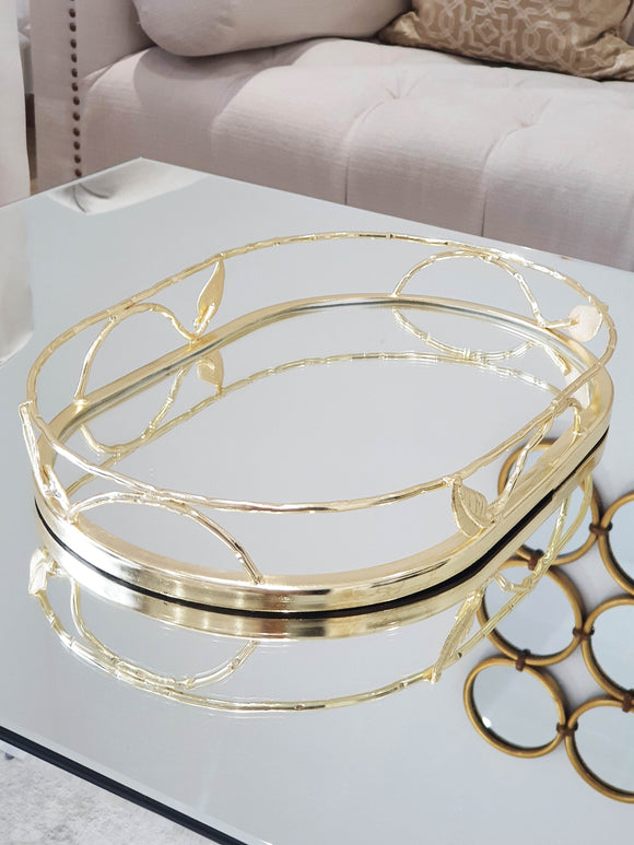 Plateau miroir Luxe Feuille