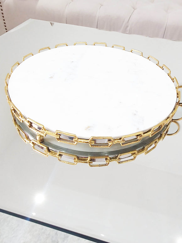 Plateau marbre Chaine Gold