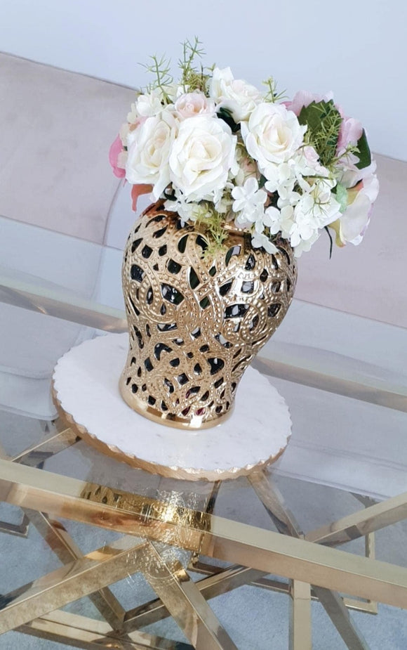 Plateau Rond Marbre Gold
