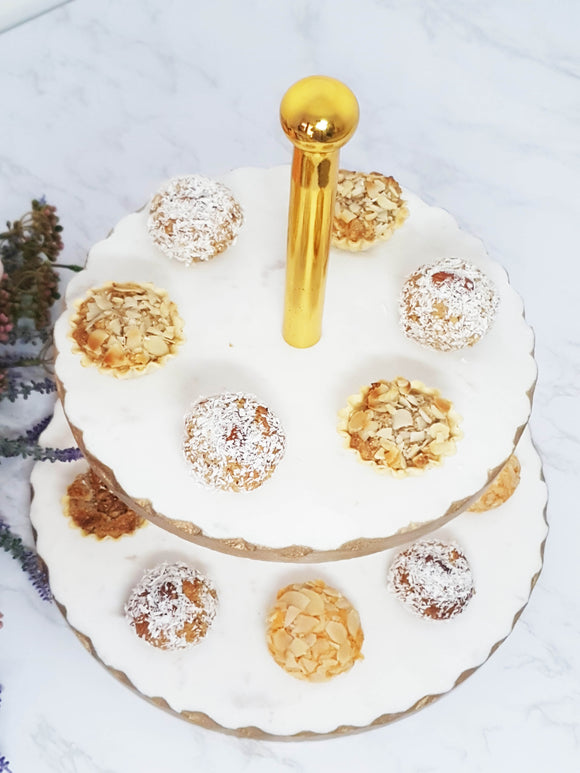 Présentoir 2 étages Marbre Gold