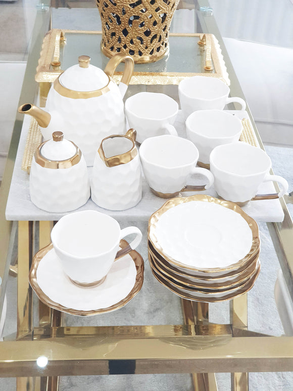 Service à café Porcelaine White & Gold ( 15 pièces )